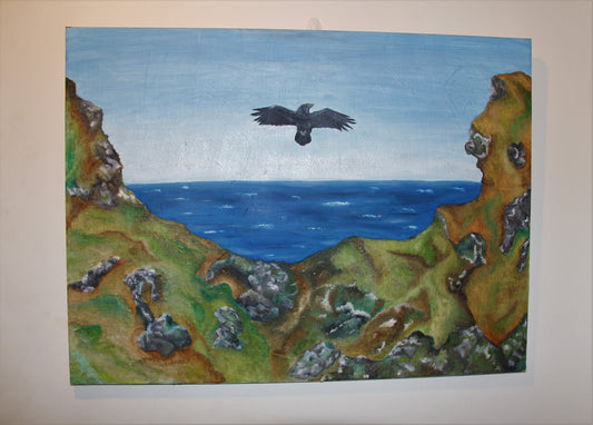 Raven over the ocean